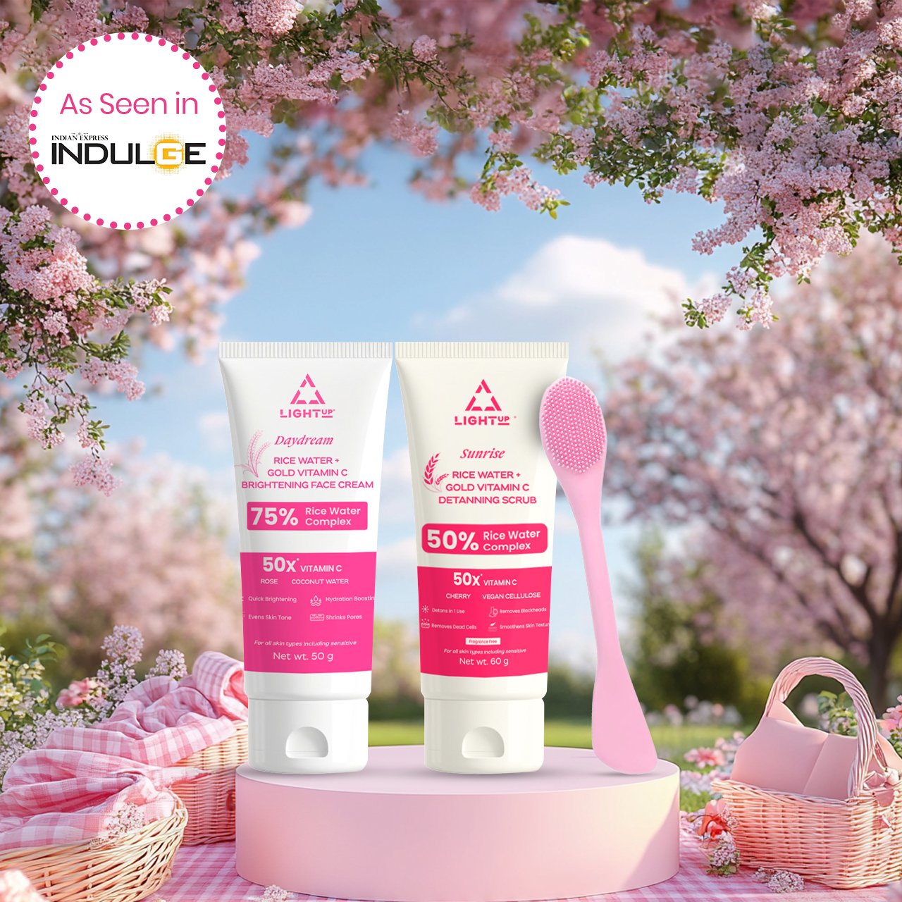 Korean Glass Skin Duo with FREE Face Scrubber (Rice Water Brightening Cream + De-Tan Face Scrub)
